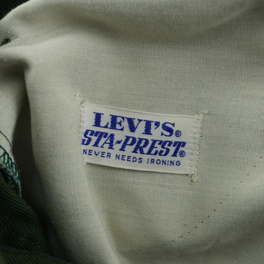 Levi's Sta-Prest Pants Mens 34x28 Green Vintage 60s Talon 42 Big E Black Tab